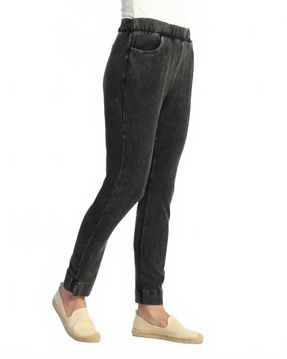 NEW JESS & JANE mineral washed slim pant in black - Picture 2 of 2